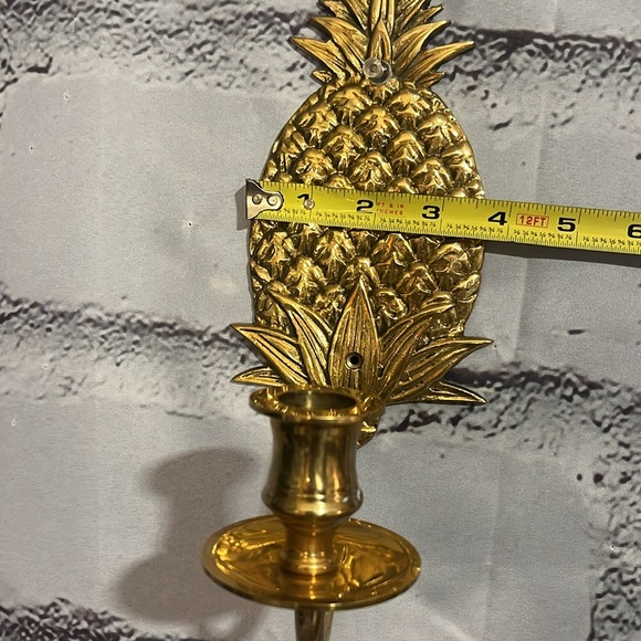 2 Piece Set Brass Pineapple Sconce Candle Holders - Picture 8 of 8